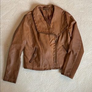 Faux tan leather jacket!